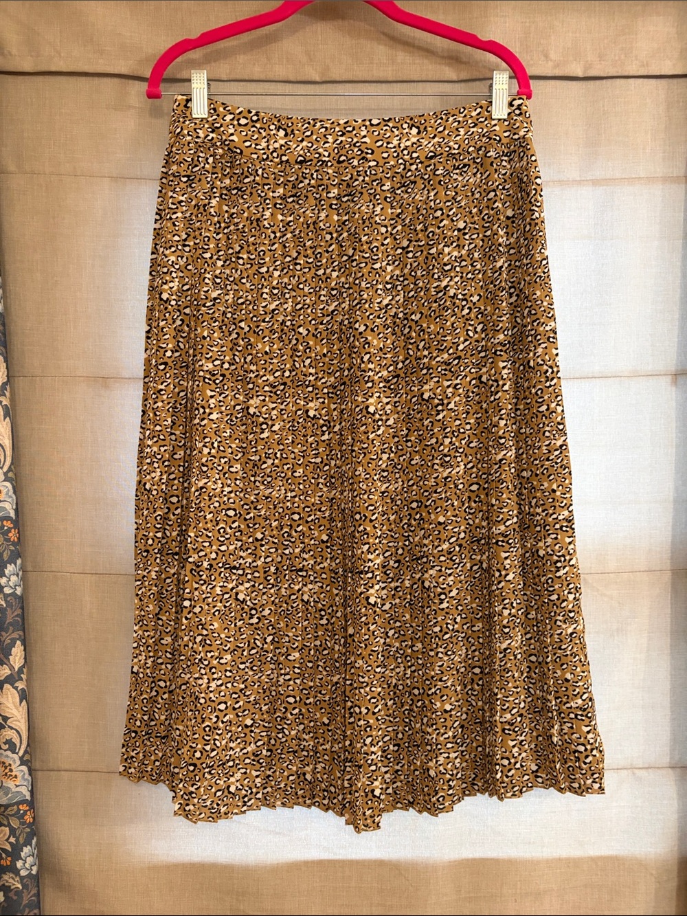 J. Crew Factory Tan and Black Leopard-Print A-Line Midi Skirt - Picture 2 of 6